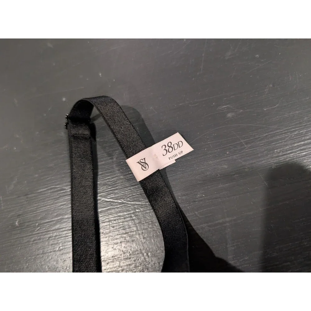 VICTORIA'S SECRET 38DD Push-Up Bra Black Red Hearts underwire NEW